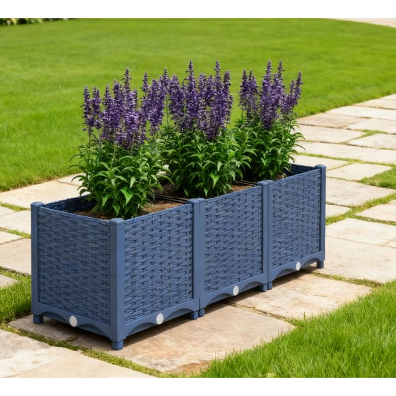 Bac à fleurs pour l'extérieur avec fabrication en plastique fiable et contrôle de l'eau intégré pour les jardins sur balcons 47,2 po x 15,7 po