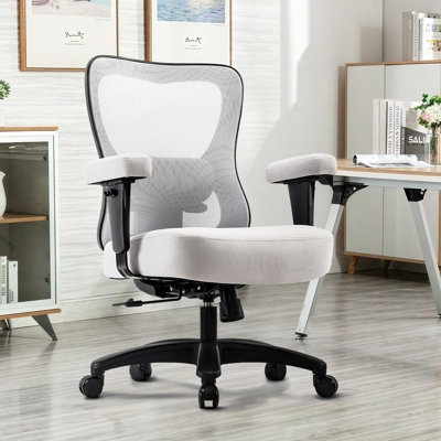 Grand fauteuil de bureau, grand fauteuil de direction pour personnes lourdes, fauteuil de bureau d'ordinateur avec roulettes, fauteuil à coussin épais pour la maison