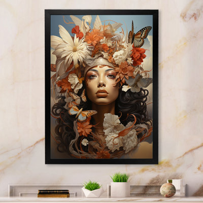 Portrait d'une femme afro-américaine à motif floral II