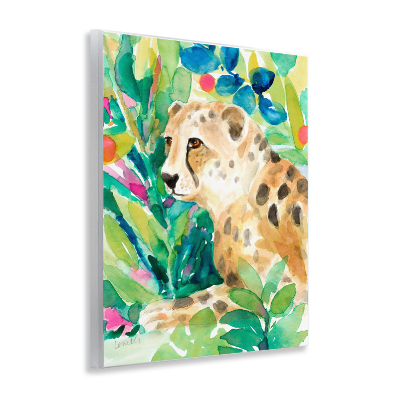 Plaque murale vibrante Chillin 'Cheetah, design par Lanie Loreth