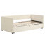 Velvet Upholstered Extendable Daybed With Pop-Up Trundle, 3-In-1 Sofa Bed Converts To Double, Beige & Grey -252728419