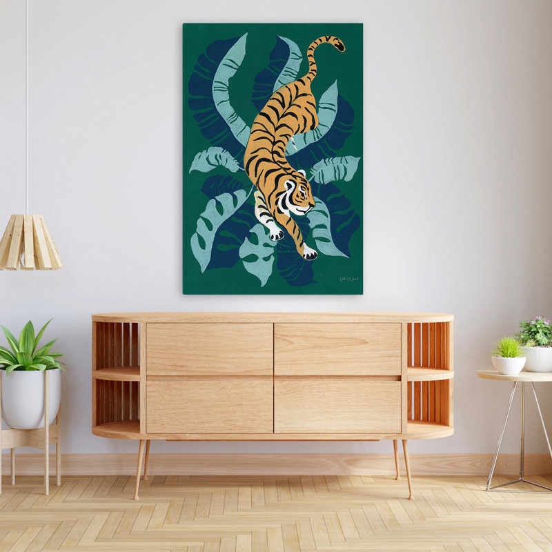 Tigre rôdant contemporain et BCBG, H 48 po x l 32 po
