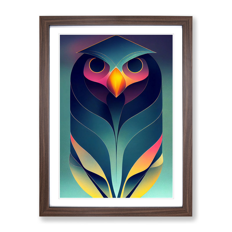 Futuristic Bird - Single Picture Frame Print, 64cm H x 46cm W x 2cm D, Walnut