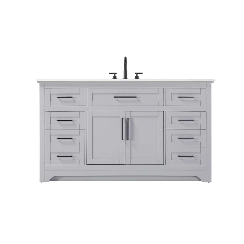 Meuble-lavabo simple 60 po gris, Gris, 60"