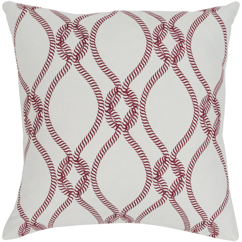 Haylard Geometric Cotton Pillow Cover, 22"H x 22"W, Bright Red, Pillow Cover Only - No Insert
