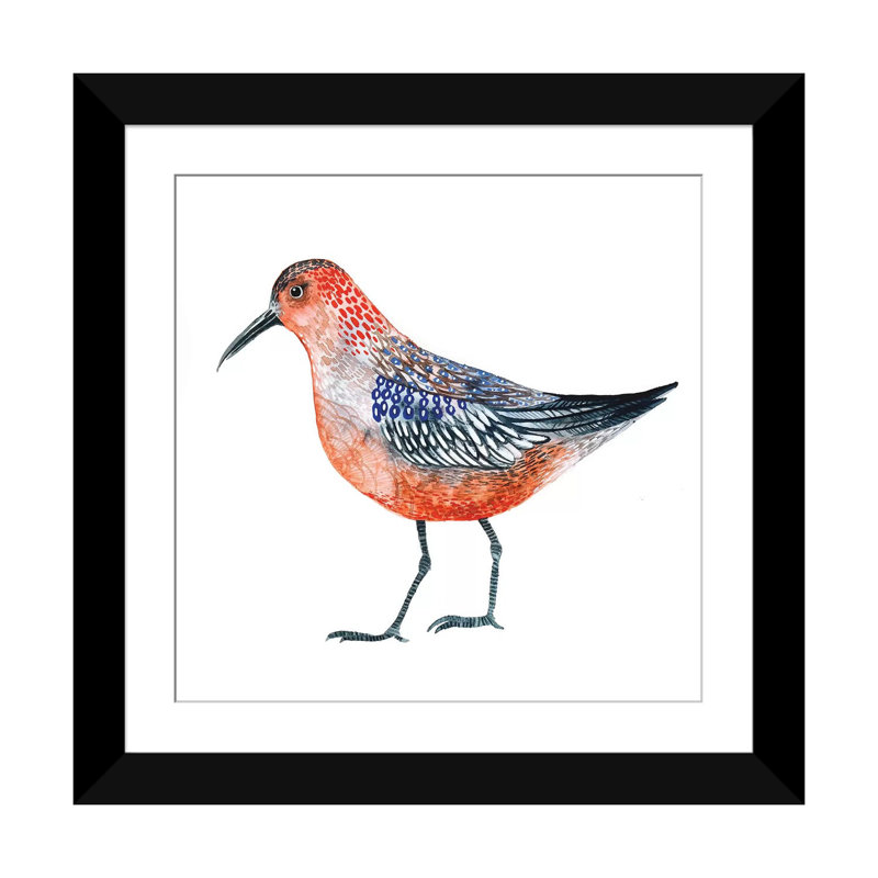 « red oiseau », impression sur toile, Papier avec cadre noir, Blanc, H 24 po x l 24 po x P 1 po