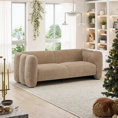 Modern 3-Seater Velvet Sofa With Wave Design
