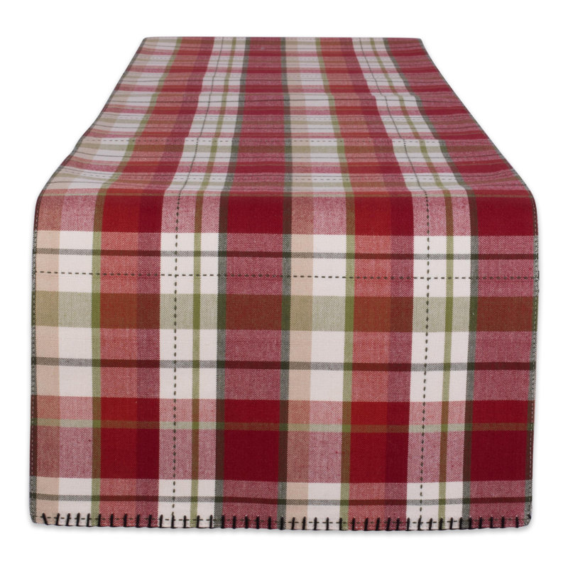 Kehoe Plaid Reversible Embellished Table Runner, 108" L x 14" W
