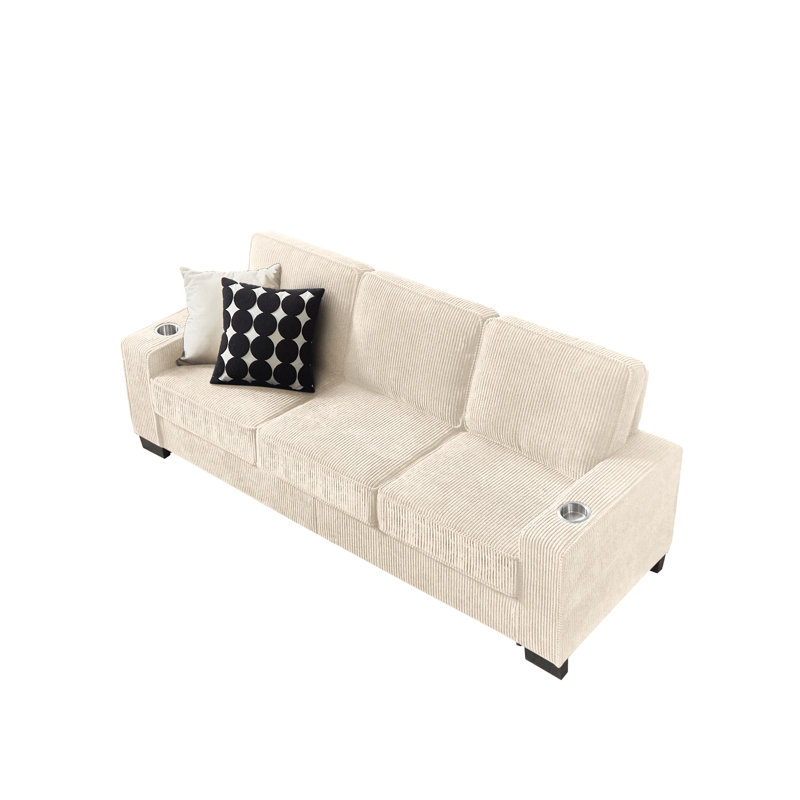 Canapé standard 84 po 3 places avec porte-gobelets, Beige
