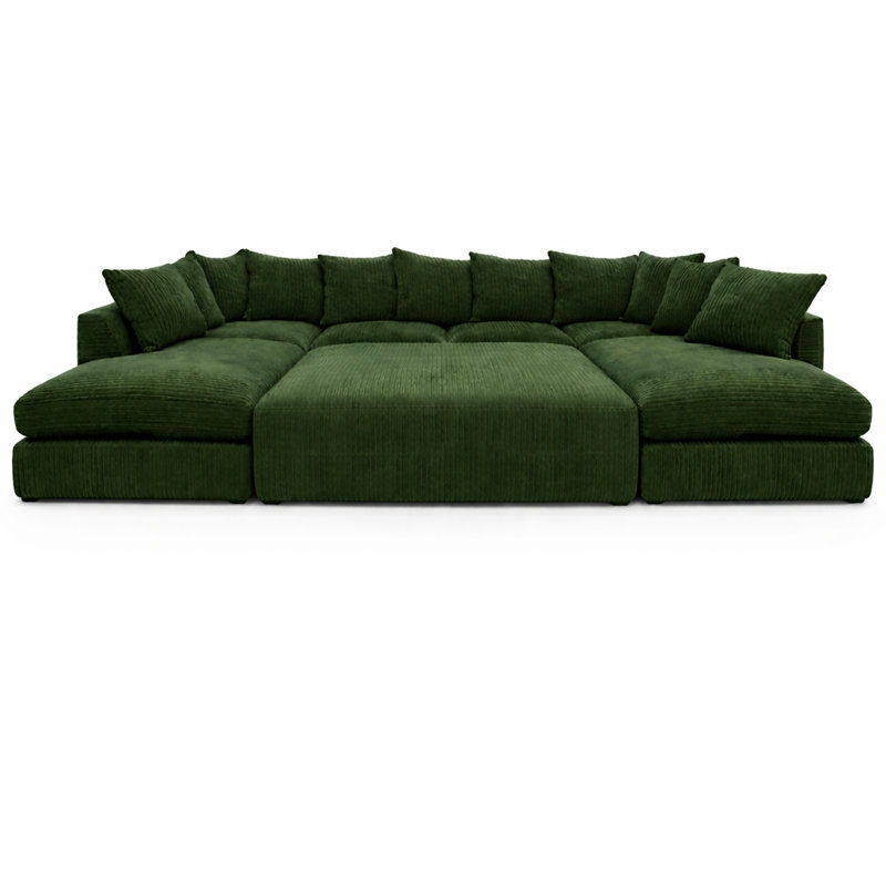 7 Seater Corduroy Sofa Bed, Forest Green