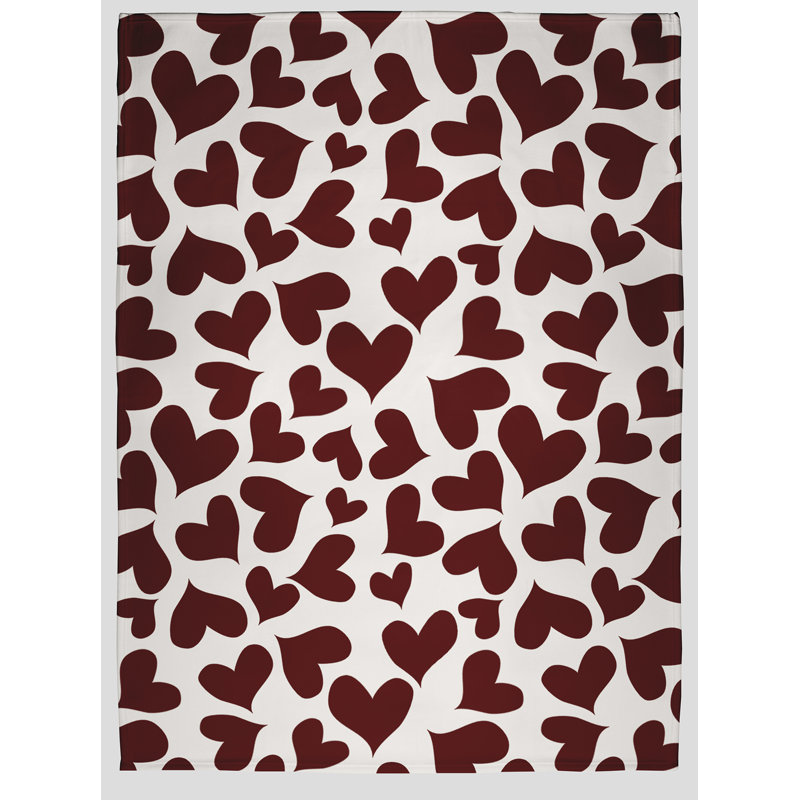 Patterned Hearts Valentine's Day Throw Blanket, 60" W x 80" L, Maroon