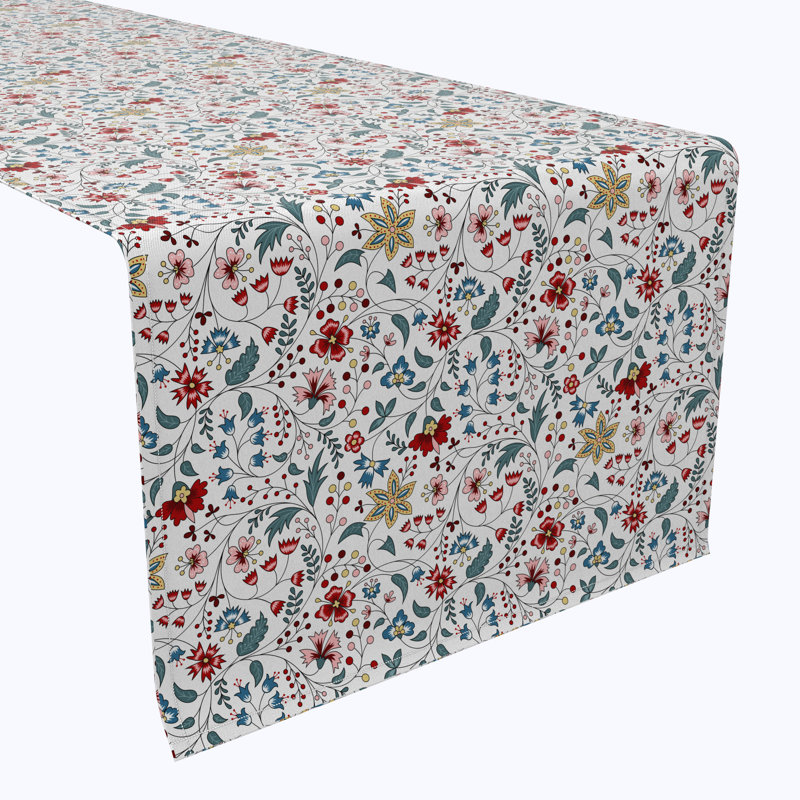 Table Runner, 100% Cotton, 16X72", Botanical Doodles, 108" L x 16" W