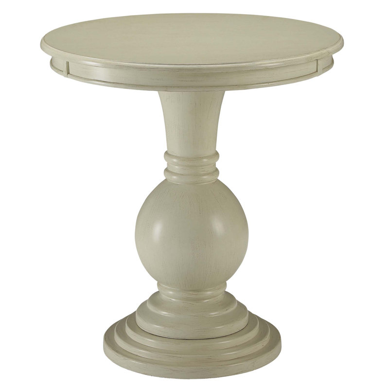 Table d'appoint blanc antique avec base piédestal