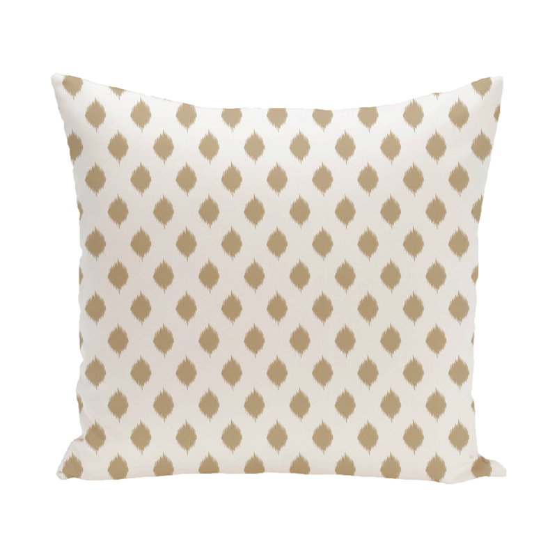 Ikat Outdoor Reversible Throw Pillow, Khaki, 18"x18"