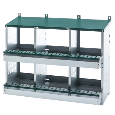 6 Compartments Roll Away Chicken Laying Box Of Galvanized Steel, Upper Protective Panel For Egg And Cleanliness, Roomy Cozy , Quick Installation, 25.68 In Product Height Steel Nesting Chicken,
