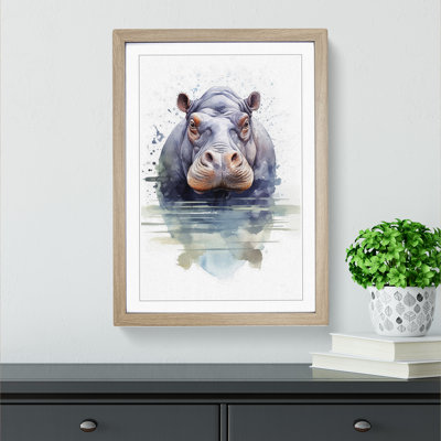 Hippo Geometric - Framed Print