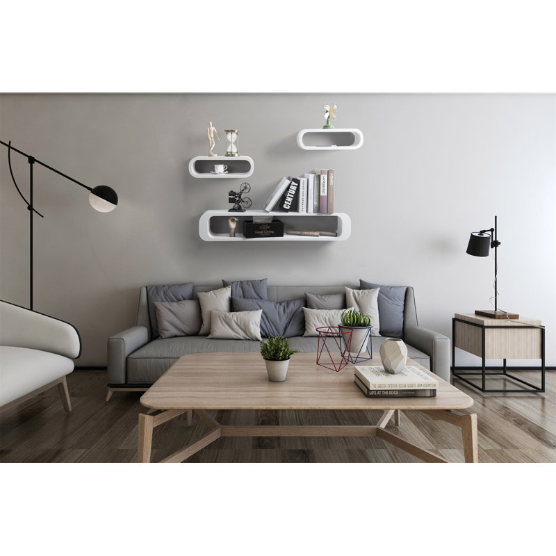Derral 3 Piece Oval Floating Shelf, White