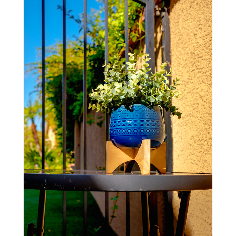 10.75'' Faux Eucalyptus Plant in Planter, Blue