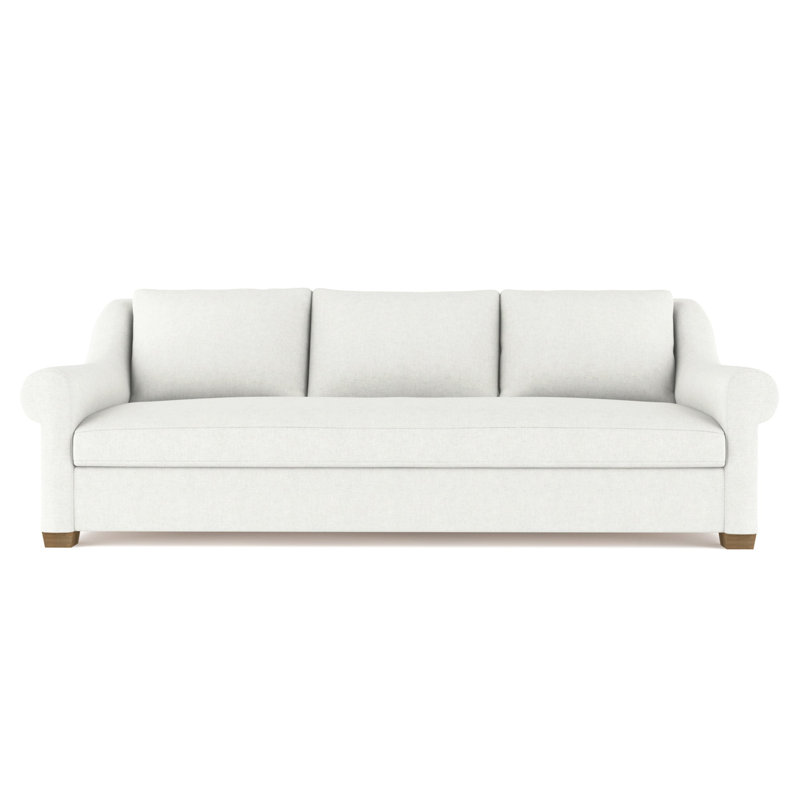 Thompson Rolled Slope-Arm Sofa, Box Weave Linen Alabaster, 32" H x 96" W x 41" D, Weathered