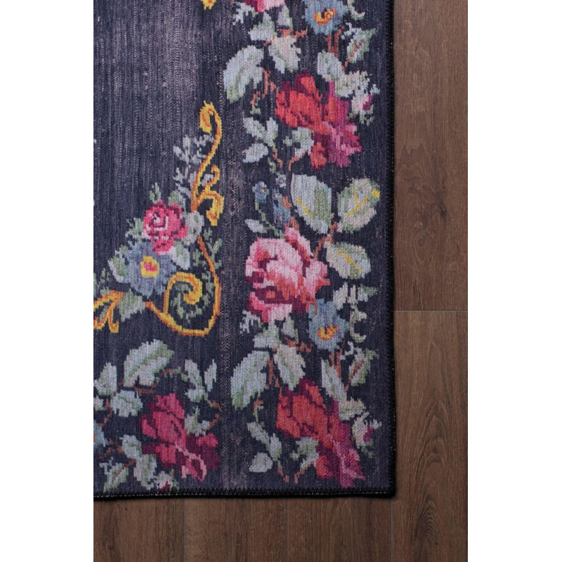 Tapis noir Ottilie, Rectangle 3 pi 10 po x 5 pi 3 po
