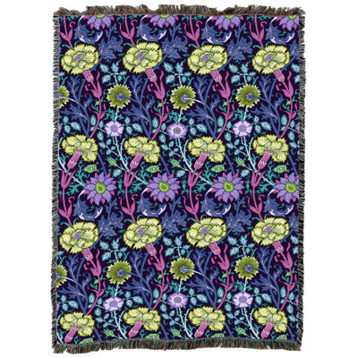 Pure Country Weavers William Morris Pink and Rose Peacock Blanket XL - Arts & Crafts - Gift Tapestry Throw Woven from Cotton - Made in the USA (82x62)