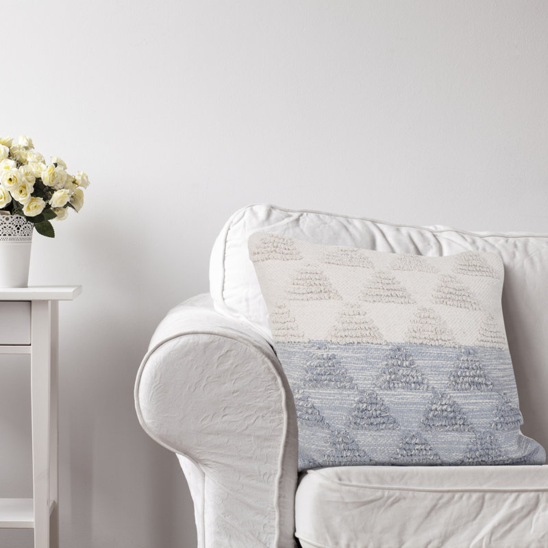 Ox Bay 20'' Gray and Off-White Geometric Cotton Throw Pillow
