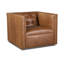 Laslow Leather Swivel Tufted Armchair-1229429931