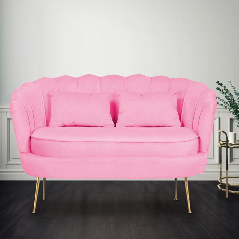Carney Velvet Loveseat Accent Sofa, Blush Pink