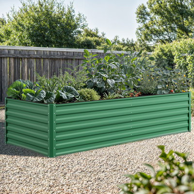 Lit de jardin surélevé d'extérieur en métal 8 x 4 x 2 pi Seiter avec gants, vert
