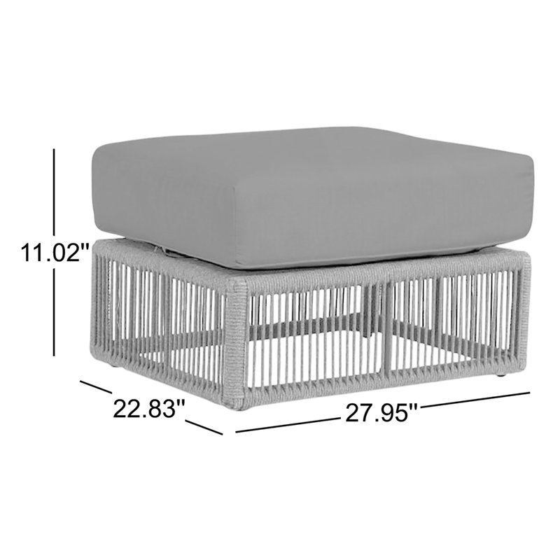 Milano Outdoor Ottoman, Echo Ash Sunbrella®