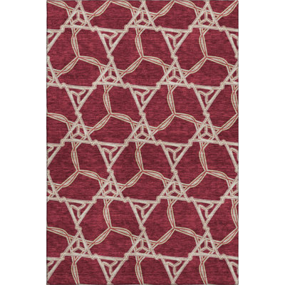 Premium Machine Washable Prisco Burgundy Rug