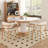 Sintered Stone Solid Wood Oak Cream Dining Table-108192033