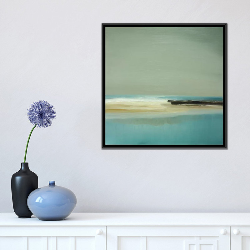 « lagon », reproduction sur toile tendue, H 18 po x l 18 po x P 1,5 po, Pas de tapis, Toile avec cadre noir
