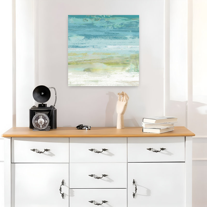 Beach Wash No. 8, art abstrait contemporain sur la plage, H 18 po x l 18 po