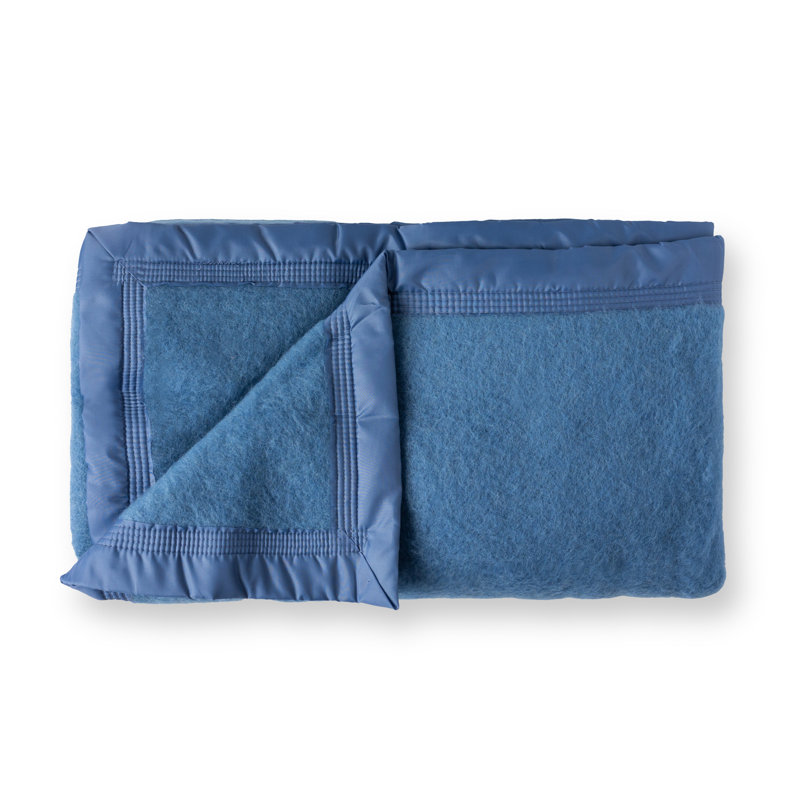Marine Blue Twin Heavyweight Reversible Wool Blanket