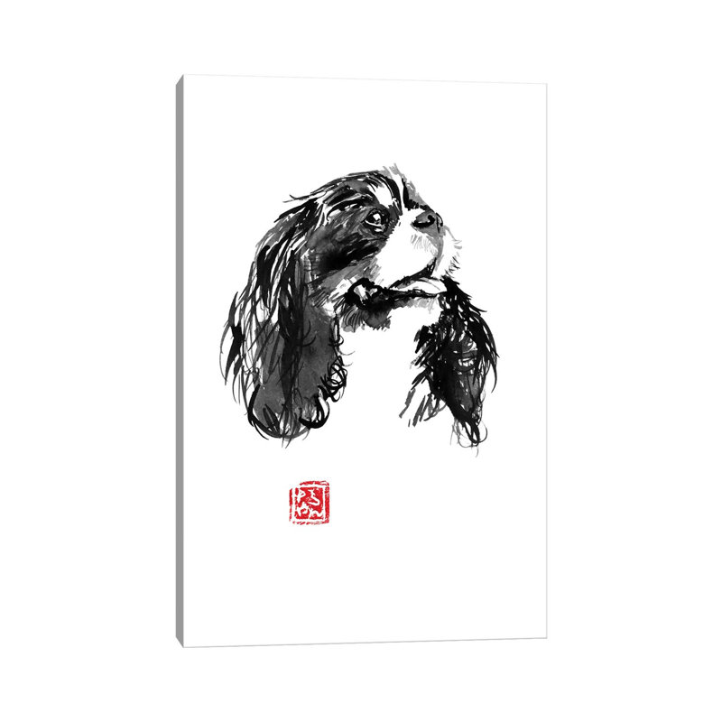 «Cavalier King Charles» par Péchane, reproduction d'art sur toile tendue, H 26 po x l 18 po x P 1,5 po