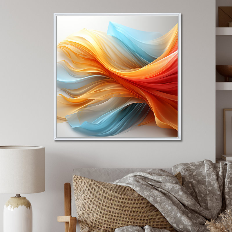 Contemporary Contemporary Waves - Imprimé, H 16 po x l 16 po x P 1 po, Cadre flottant blanc