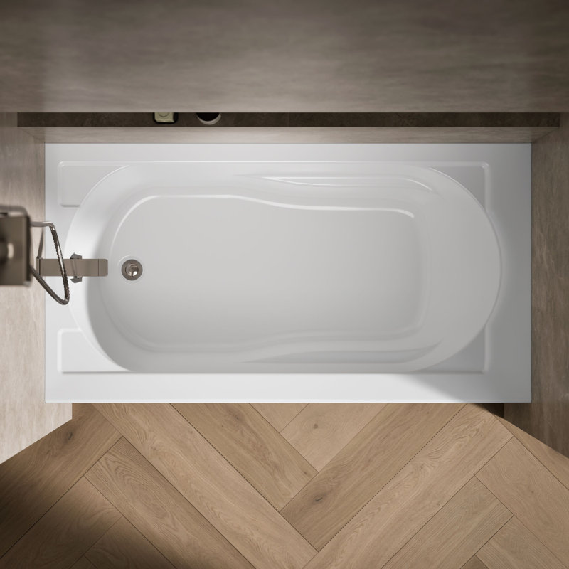 Devonshire 60" x 32" Alcove Soaking Acrylic Bathtub, White, Left