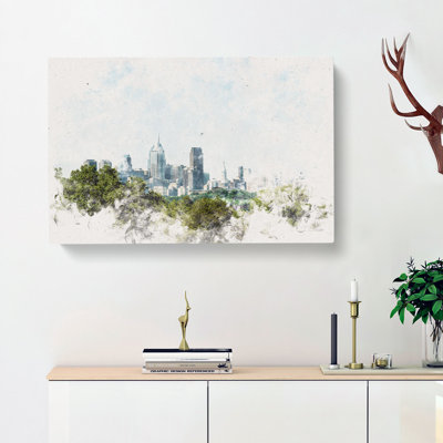 Philadelphia Skyline Watercolour - Wrapped Canvas