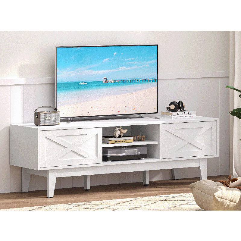 Meuble télé en rotin, Blanc