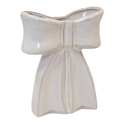 Large White Ceramic Bow Vase