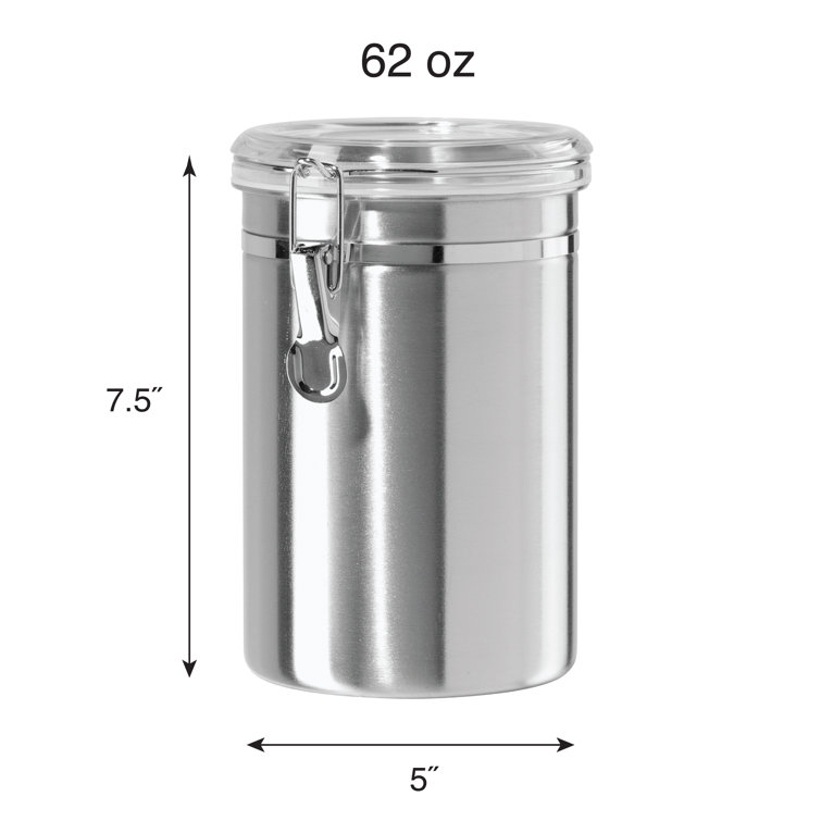 Oggi 15 Oz. Stainless Steel Airtight Canister with Clear Arylic