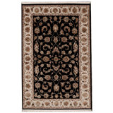 Hand-Knotted High-Quality Black and Beige Area Rug
