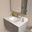 Comptoir de meuble-lavabo en marbre de 37 po, comptoir blanc avec 3 trous de robinet pré-percés, comptoir de salle de bain avec lavabo central rectangulaire encastré et dosseret de 4 po de hauteur, Bianco Carrara Venato
