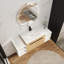 Meuble-lavabo de salle de bain avec lavabo en résine, fixation murale et deux tablettes de rangement-130079419