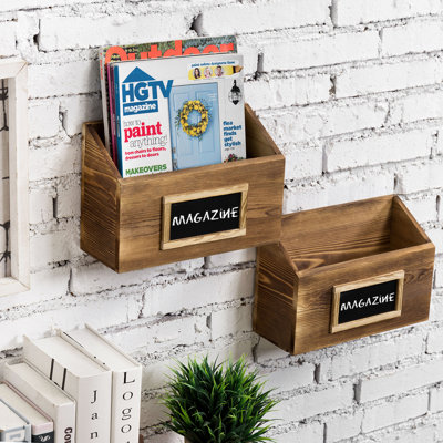 Alejandrino Wood Magazine Rack w/ Chalkboard