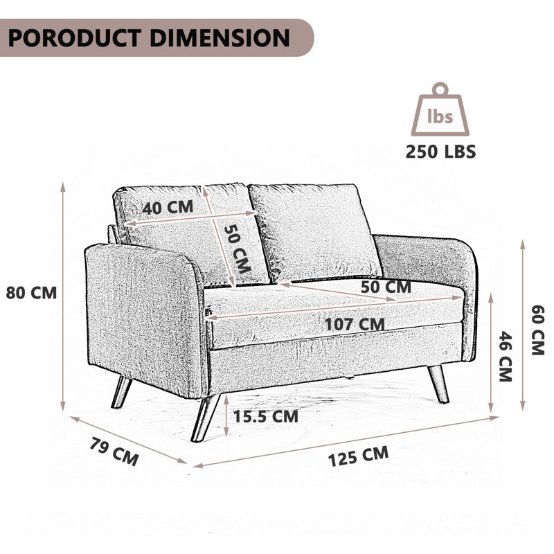 Colclough 2 Seater Velvet Loveseat, Grey