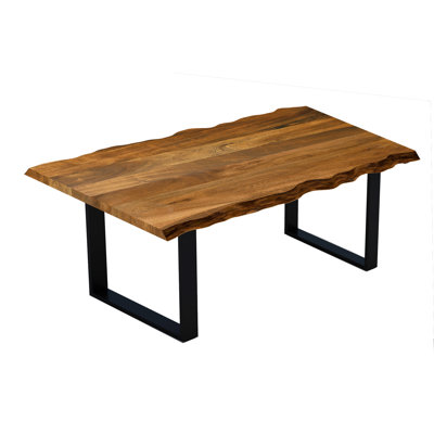 Gephart 68" Brown And Black Solid Wood Dining Table by Loon Peak