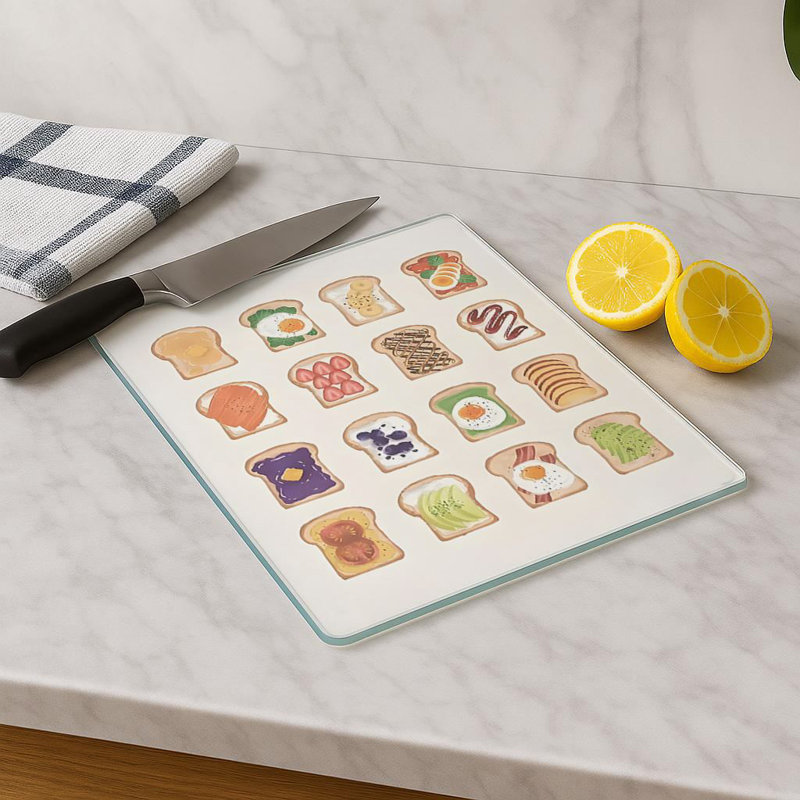 Durable Tempered Glass Cutting Board, 7.9 x 11.8 inches | 100% Antibacterial, Non-Slip Silicone Feet | Easy Clean Surface, Perfect for Food Prep & Kitchen Use, Not Dishwasher, Microwave, or Oven Safe