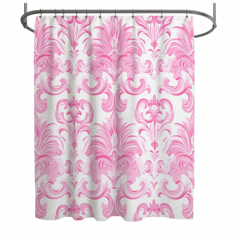 Rideau de douche rose - Acanthus, H 83 po x l 70 po